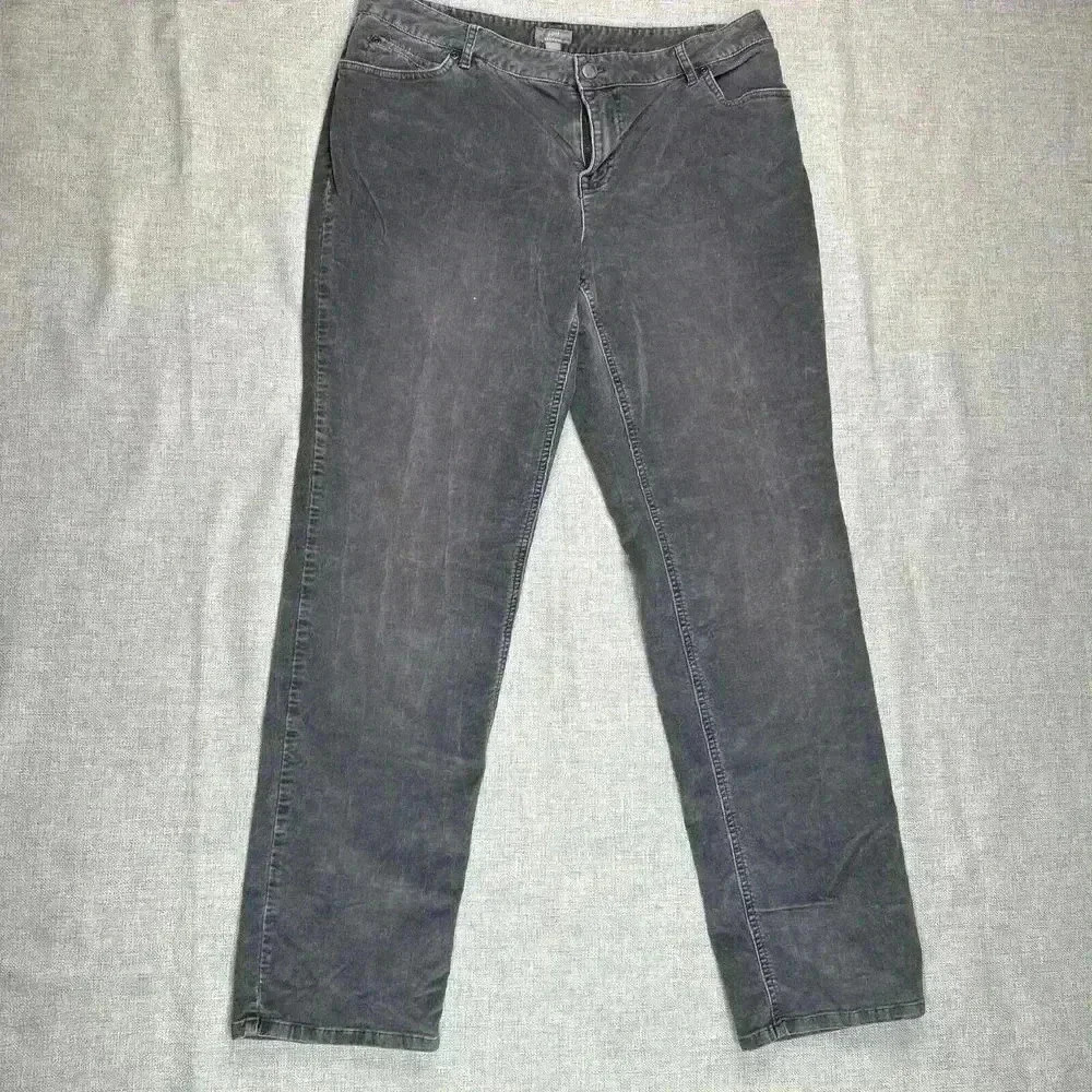 J.Jill Boyfriend Corduroy Pants Size 12 Straight leg Cotton Stretch Grey Color